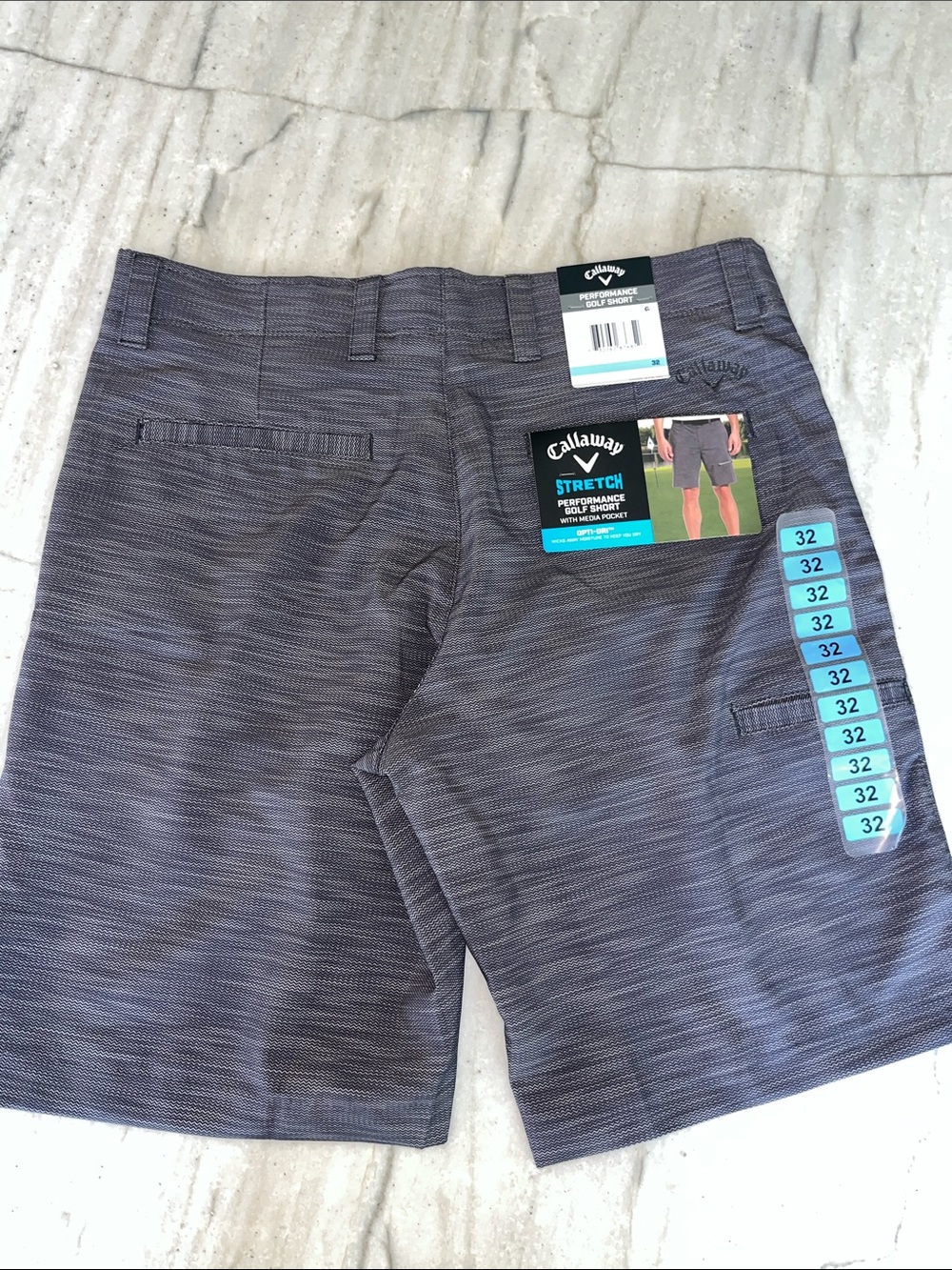 CALLAWAY MENS PERFORMANCE GOLF SHORTS GRAY CAVIAR NEW WITH TAGS SZ 32